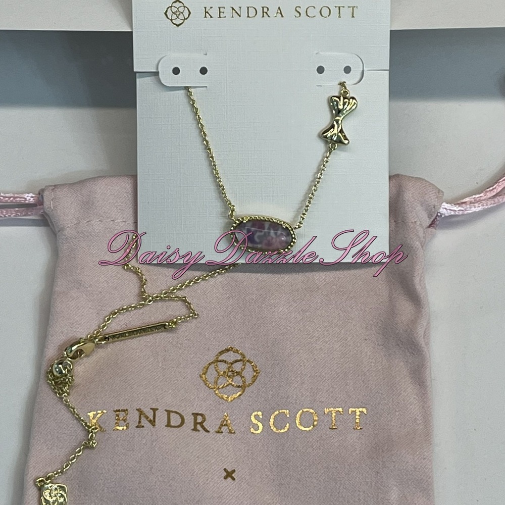 ✨Defective Kendra Scott LoveShackFancy Elisa Sunny Meadow Purple Iris Necklace✨